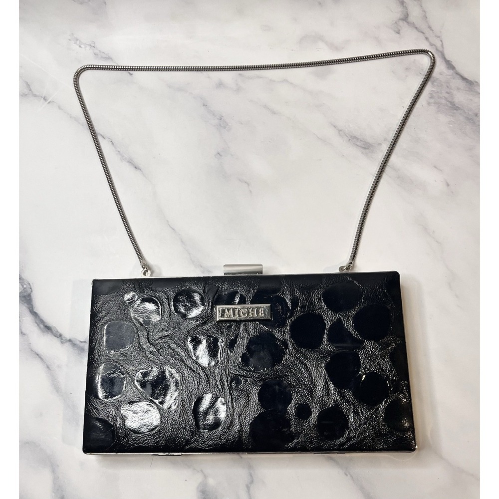 MICHE Black Hard Shell Clutch Wallet Organizer Evening Bag Handbag